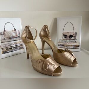 Nine West Gold Peep-Toe Heels